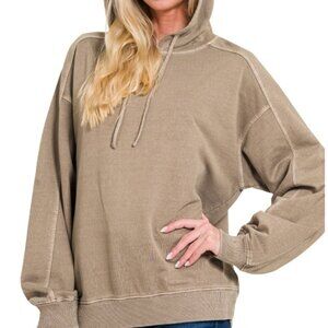 218.French Terry Pigment Dye & Enzyme Washing Hoodie Top